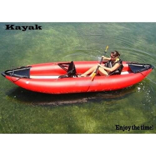 Wholesale Family Fishing Canoes Kayak 0.9mm red PVC inflatable fishing kayak