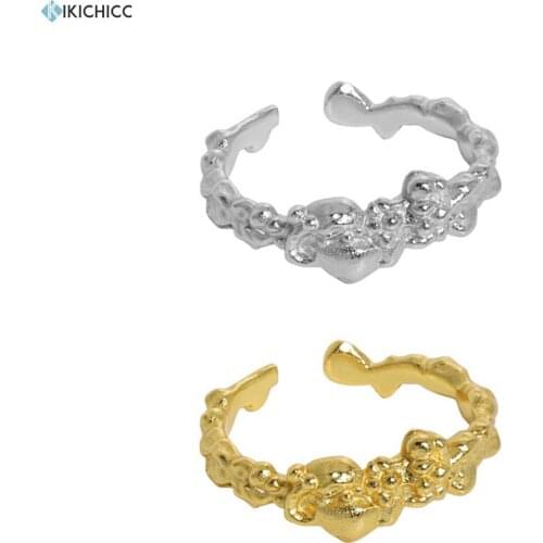 KIKICHICC 925 Sterling Silver Gold Irregular Resizable Geometric Rings Plain Luxury Jewelry Rock Punk Round Jewelry Wedding Gift