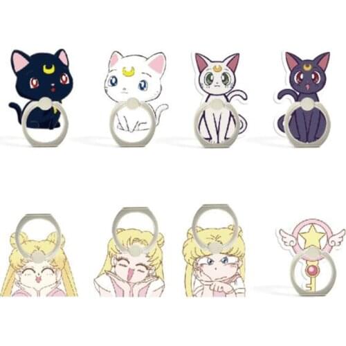 360 Degree Cartoon Cat Girl Star Finger Ring Smartphone Stand Holder Mobile Phone Cute Bear Holder Stand For iPhone All Phone