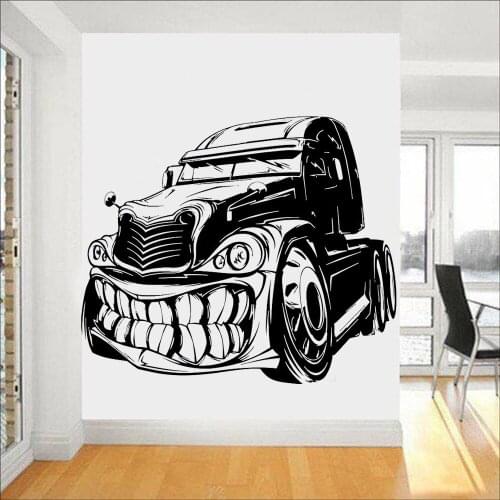 Creatives Car Wall Decal Jaw Teeth Cartoon Robot Toy Car Vinyl Sticker Home Decoration Nursery Boys Children Bedroom Murals Z228
