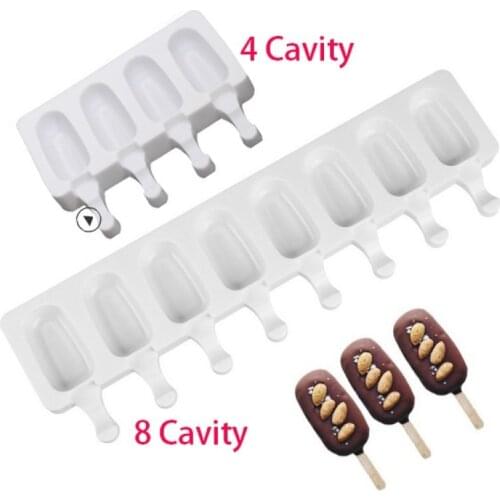 Creative 4/8 Cavity Frozen Ice Cream Mold Diy Popsicle Maker Juice Yogurt Mould