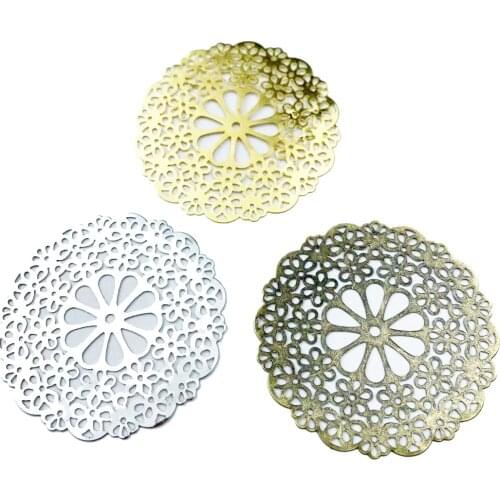 10pcs 56mm Filigree Metal sheets decorative for Jewelry Making Cosplay accessories Earring accessories