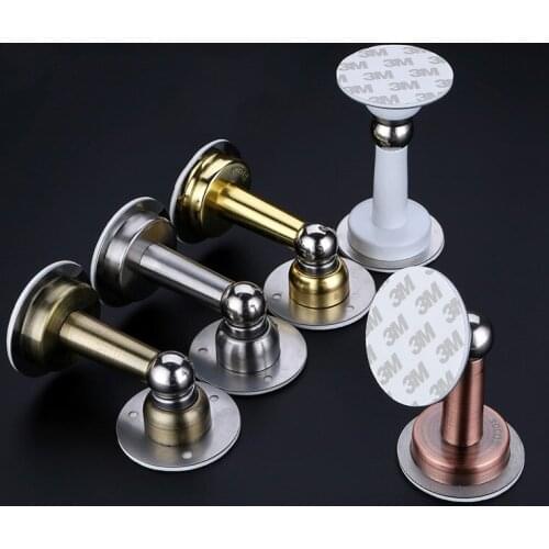 1PC 304Stainless Steel Magnetic Door Stop Non Punching Sticker Hidden Catch Floor Mounted Door Holder Door Hardware