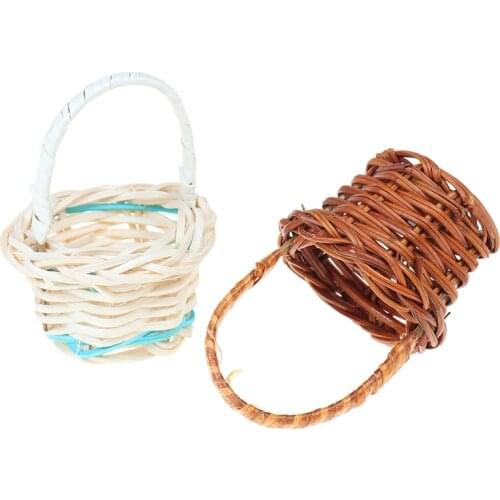 Mini Fruit Rattan Storage Box Rattan Weaving Storage Basket For Cosmetics Tea Picnic Basket Organizer Dollhouse Furniture Toys
