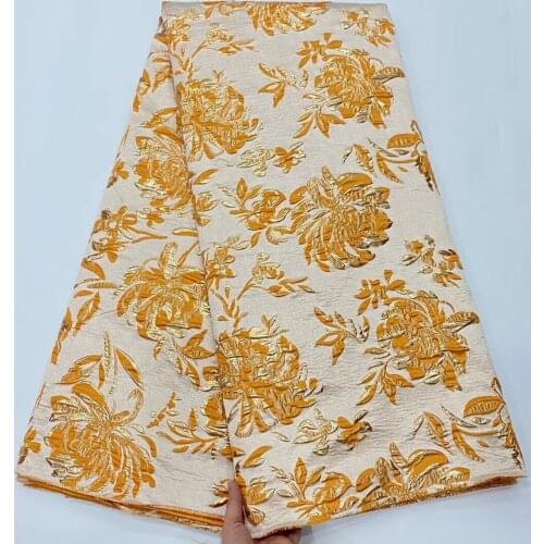 Fashion African Jacquard Fabric Brocade Lace Floral Cloth Nigerian Flower Damask Material Dentelle Africain For Dress PJZ23