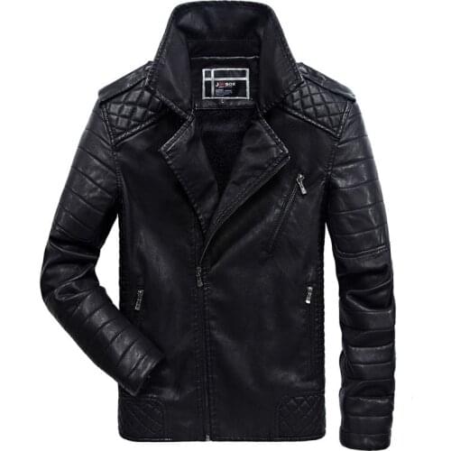 New Mens Leather Jacket Winter Fashion Turn Down Collar PU Casual Biker Jacket Men Bomber Jacket Plus Size L~6XL BFQL1781
