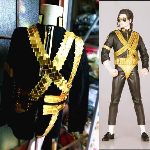 New special price Jacksons same aggressive three-dimensional bullet head texture gold lens belt performance stage outfit