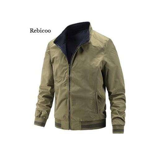 New Mens Bomber Jackets Male Slim Fit Business Coats Casual Man Outwear Both-Side Wear Baseball Jackets Men Autumn Clothing