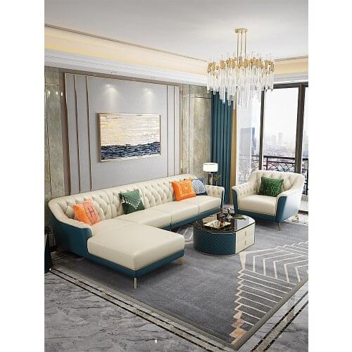 Postmodern light luxury leather Italian simple corner sofa, ladys seat, living room, large and small furniture