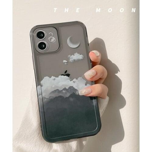 Retro Moon night Late cloud Shockproof Phone Case For iPhone 12 11 Pro Xs Max X Xr 7 8 Plus Lens Protection Case Cute back Cover
