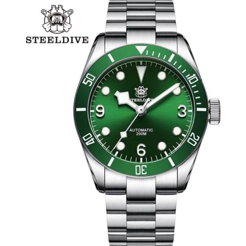 ​STEELDIVE SD1958 Luxury Watch Blue Luminous Dial Ceramic Bezel 300m Waterproof 49.7mm Case Japan NH35 Movement Mens Dive Watch