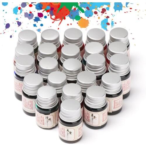 5ML Calligraphy Writing Paint Fountain Pen Glitter Powder Ink Signature Pen Dip Pen Colored Ink Writing Supplies 24 Colors