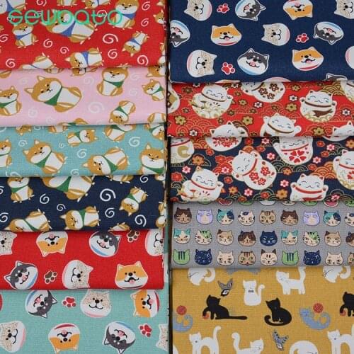 SEWBATO 145x100cm Cats Pattern Cotton Canvas Fabric Handmade Sewing Fabric Clothes For Sofa Curtain Bag Home Decoration Material