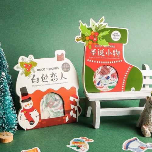 SIXONE 20 Sheets Christmas Series Decorative Sticker Paper Kawaii Hand Account Student Desk girl washi Stickers stationery