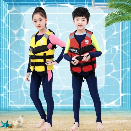 HISEA-SCUBA DONKEY-Boys' and girls' life jackets buoyancy vest neoprene + pearl cotton safety survival swimming suit