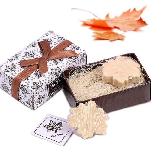 Wedding Favor Baby Shower Gift Handmade Scented Maple Leaf Mini Soap with gift box packing LX8638
