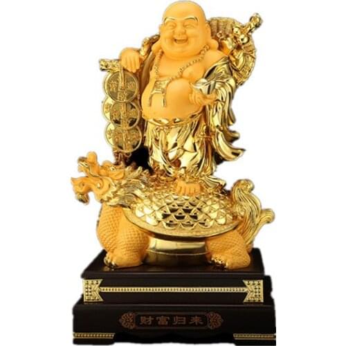 Aureate resin Laughing Buddha statueMaitreya Buddha decoration living room big belly Buddha decoration entrance door sculpture