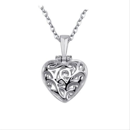 Vintage Crystal Pink Heart Pendant Necklace Girls Jewelry Trendy 925 Sterling Silver Necklace Accessories Hollow Female Bijou