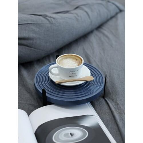 Ripple Wood Bread Cake Plates Round Morandi Color Cupcake Tray for Wedding Table Dessert Display Holder Coffee Shop Tableware