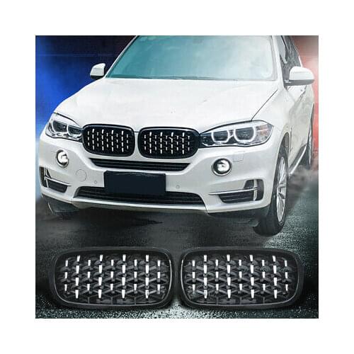 Silver + Black Front Bumper Grille Replacement 2pcs For BMW X5 F15 2014 - 2018