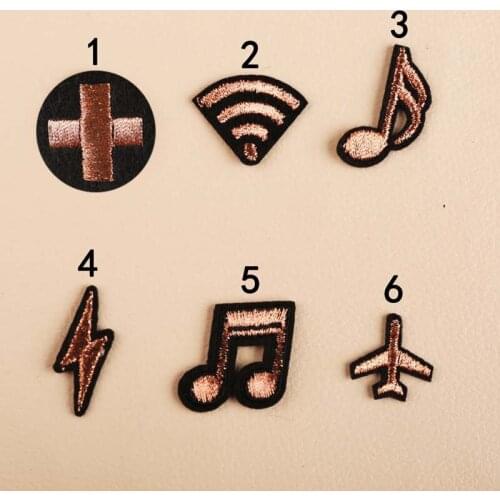 1pcs Embroidery Gold wire WIFI/aircraft supplyClothes Embroidery Cloth Diy Sticker Clothes Pattern Decal Sewing Patch