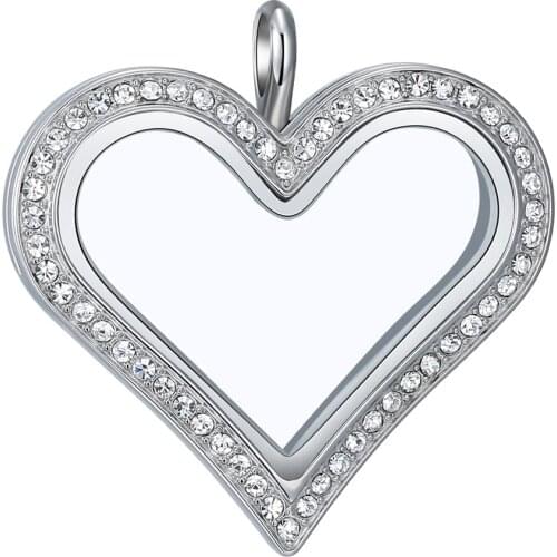 10pcs magnet Stainless steel czech crystal heart glass locket for floating charms keepsake xmas gift mothers gift