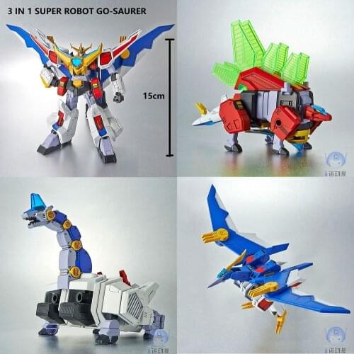 3 In 1 BANDAI Dinosaur Transformation Robot HG 1/144 Model Nekketsu Go-Saurer Fans Model GUNDAM