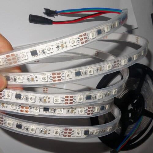 5m DC12V WS2811 240LEDs (16ixes/m)full color led digital strip;IP66;waterproof in silicon tube;WHITE PCB