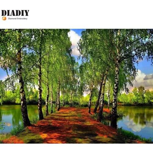 5d Diy round Diamond Painting Cross Stitch Diamond Embroidery Landscape woods. river Diamond Mosaic Pictures Needlework gifts