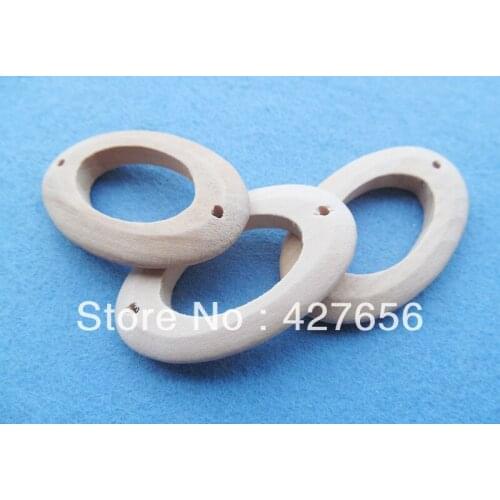 6pcs 28.30x44.40mm unfinished big hole oval/ellipse natural wood circle pendant charm W0017