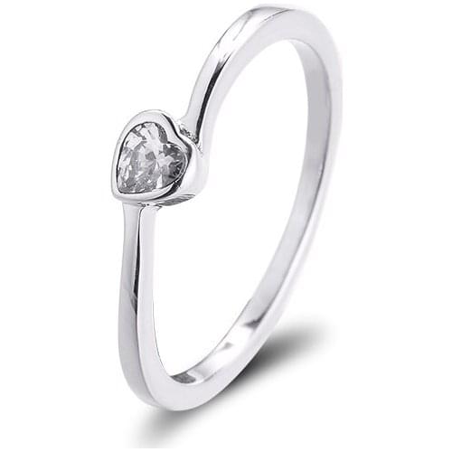 925 Sterling Silver Jewelry Clear Tilted Heart Solitaire Rings for Women 2021 Valentines Wedding Ring Gift For Friends