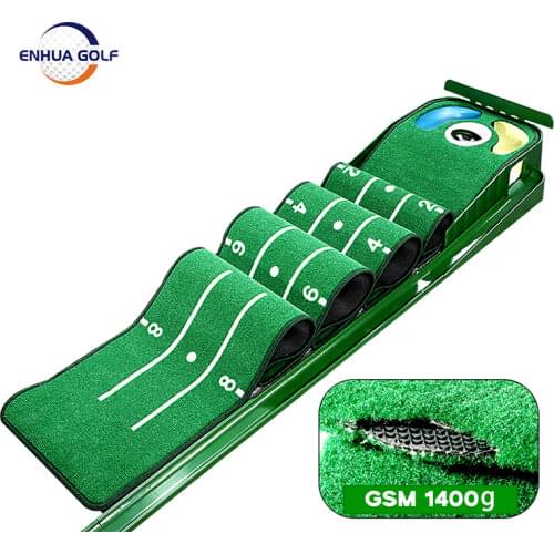 Hazard-PRO Golf Putting Mat(1.25' x 10') |2 Speeds Golf Putting Green Mat|Advanced Guides with Ball Bumpers Golf Practice Mat Id
