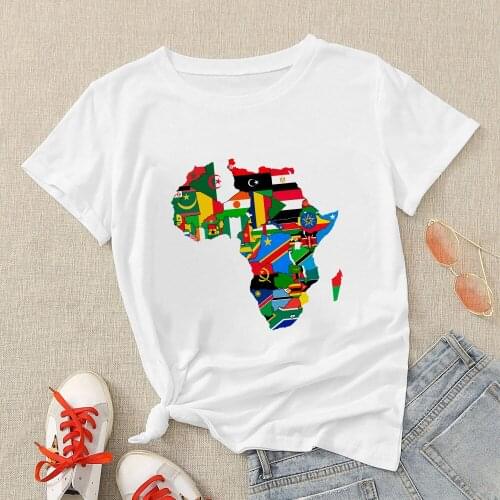 Funny T Shirts Women Africa Map Graphic Tee Vogue Oversized Harajuku 2021 Short Sleeve Streetwear Hip Hop Hipster 90S Aesthetic