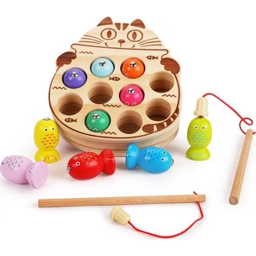 Preschool Wooden Montessori Toys Magnetic Fishing Game Baby Puzzle Early Education Teaching Aids Math Toy For Children Girl Gift