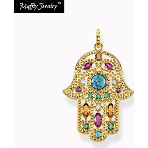 Pendant Golden Hand of Fatima 925 Sterling Silver Fit Necklace 2021 Brand New Fine Jewelry Accessories Amulet Gift for Women