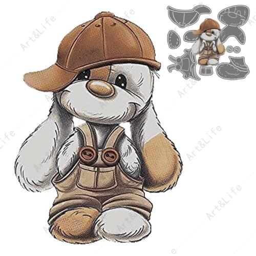 2021 New Metal Cutting Dies Cute Dog Hip-hop Boy Stencil for Making Scrapbook Album Birthday Paper Cards Embossing Cut Die