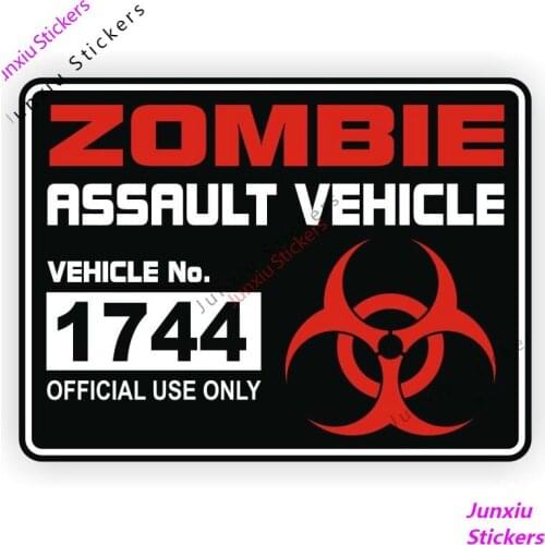 ZOMBIE Assault Vehicle License Warning Car Stickers for Bumper Window Trunk Cover Scratches Exterior Accessories PVC15x12cm