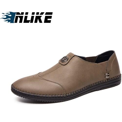 Men Shoes Casual Leather Fashion Trendy Flat Shoes for Men Genuine Leather Shoes