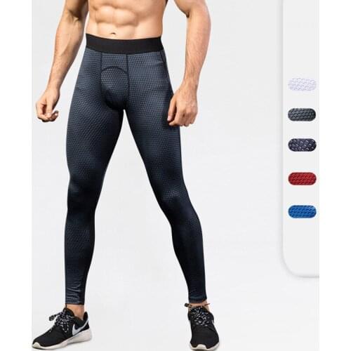 QUESHARK Men Sports Compression Pants Boy Jogging Running Training Tights Fitness Workout Gym Trousers Thermal Skinny Sweatpants