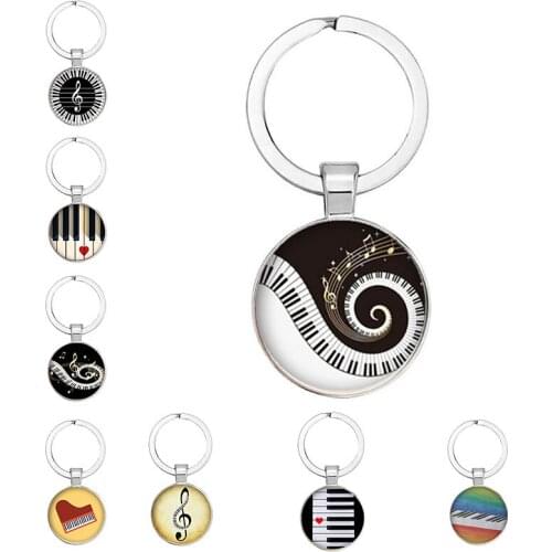 Musical Instrument Clarinet Guitar Flute Violin Music Keychain Pendant Musical Notes Handmade Keychain Keyring Music Glass Dome