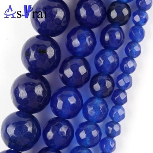 Natural Stone Faceted Blue Chalcedony Loose Round Beads For Jewelry Making 4/6/8/10mm Diy Bracelets Accessories 15"