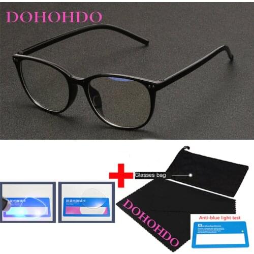 DOHOHDO 2021 Anti Blue Light Glasses Women Men Vintage Computer Eyeglasses Frame Fashion Rivet Clear Lens Black Spectacles UV400