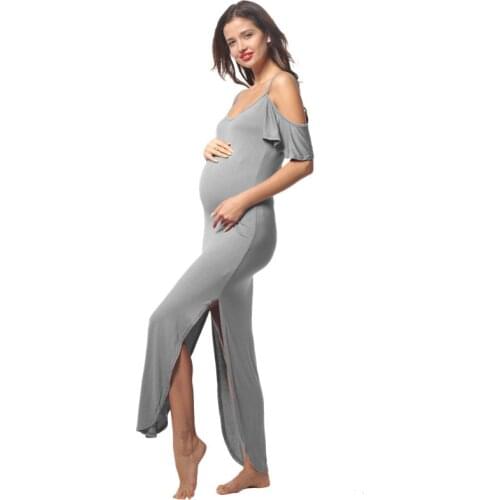 Maternity Dress Photo Shoot Maxi BABY SHOWER Shoulderless Maternity Milk Silk Printing Gown Sexy Maternity Photography Props