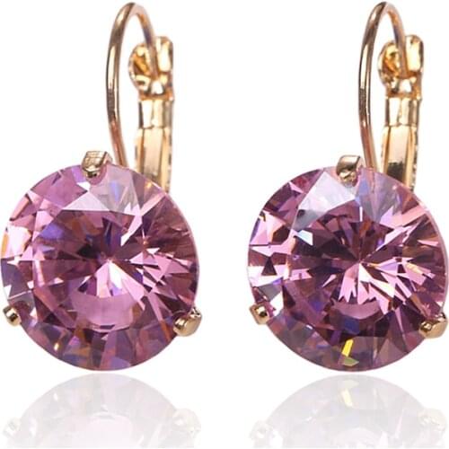 Simple 12mm Cubic Zirconia Bead Stud Earring Gold Round Multi-color Crystal Rhinestone CZ Earrings for Women Jewelry Gift