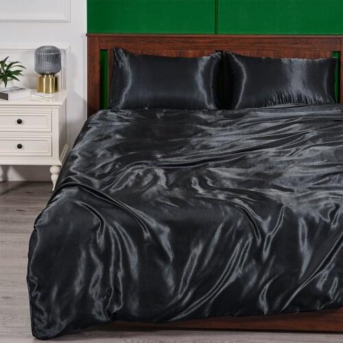 Luxury Duvet Cover Sets Imitation Silk Bedding Sets Quality Quilt Cover Solid Color Bed Cover Sets Queen King Size Bedding Sets