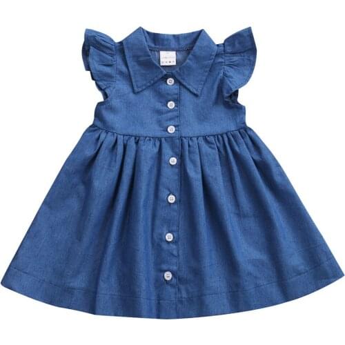 Toddler Baby Kids Girl Dress Princess Summer Sundress Blue Denim Party Clothing Dresses Girls Dresses Clothes Sleeeveless