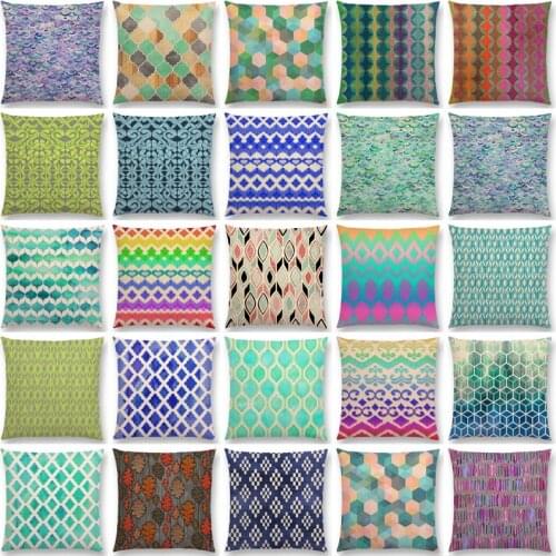 Blue Lace Moroccan Colorful Geometric Patterns Tribal White Rectangle Prints Cushion Cover Car Sofa Throw Pillow Case cojines