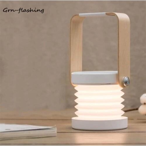 Creative Folding Lantern Lamp USB Recharge Retractable Table Lamp Touch Switch Dimmiable Night Light for Bedroom Camping