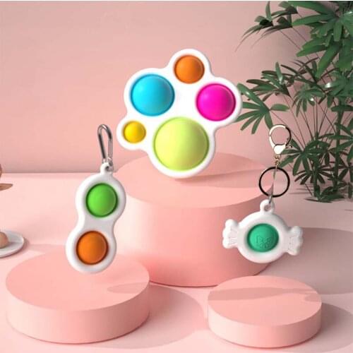 Pressure Reduction Fun Creative Gifts Fidget Simple Dimple Toy Keychain Push Bubble Decompression Finger Fidget Toys Fidget