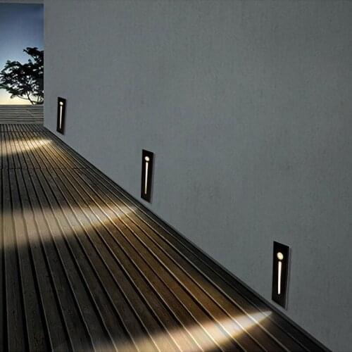 3W Motion Sensor Led Step Light Aluminum Embedded Staircase Corner Lamp Recessed Wall Stair Lamp Footlight AC85-265V